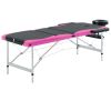 3-Zone Foldable Massage Table Aluminum Black and Pink