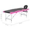 4-Zone Foldable Massage Table Aluminum Black and Pink