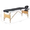 Foldable Massage Table 3 Zones Wood Black and White