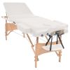 3-Zone Folding Massage Table and Stool Set 3.9" Thick White