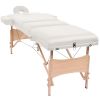 3-Zone Folding Massage Table and Stool Set 3.9" Thick White