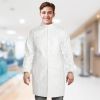 White Disposable Lab Coat. Pack of 10 Surgical Gowns XX-Large. Microporous 60gm/m2 Disposable Gowns with Elastic Wrists and a Mandarin Snap Collar