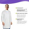 White Disposable Lab Coat. Pack of 10 Surgical Gowns XX-Large. Microporous 60gm/m2 Disposable Gowns with Elastic Wrists and a Mandarin Snap Collar