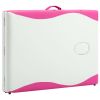 2-Zone Foldable Massage Table Aluminum White and Pink