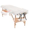 3-Zone Folding Massage Table and Stool Set 3.9" Thick White