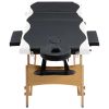 Foldable Massage Table 3 Zones Wood Black and White