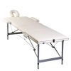 Cream White Foldable Massage Table 3 Zones with Aluminum Frame