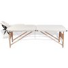 Cream White Foldable Massage Table 2 Zones with Wooden Frame