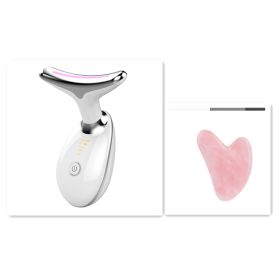 EMS Thermal Neck Lifting And Tighten Massager Electric Microcurrent Wrinkle Remover (Option: White Pink)