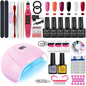 Manicure Set Poly Nail Gel Kit Professional Nail Set With Nail Lamp Acrylic Extension Gel Nail Polish All For Nail Gel Tools Kit (Color: S040-X4-(7-12))