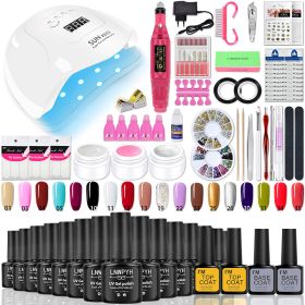 Manicure Set Poly Nail Gel Kit Professional Nail Set With Nail Lamp Acrylic Extension Gel Nail Polish All For Nail Gel Tools Kit (Color: X5 18 fixed color)