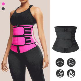 Modeling strap Neoprene Sauna Waist Trainer Corset Sweat Belt for Women Weight Loss Compression Trimmer Tummy Control Strap (Color: Pink)