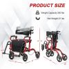 Folding Rollator Walker with 8-inch Wheels and Seat