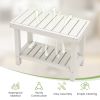 2-Tier Heavy Duty HDPE Shower Chair with Storage Shelf and Anti-slip Foot Pads